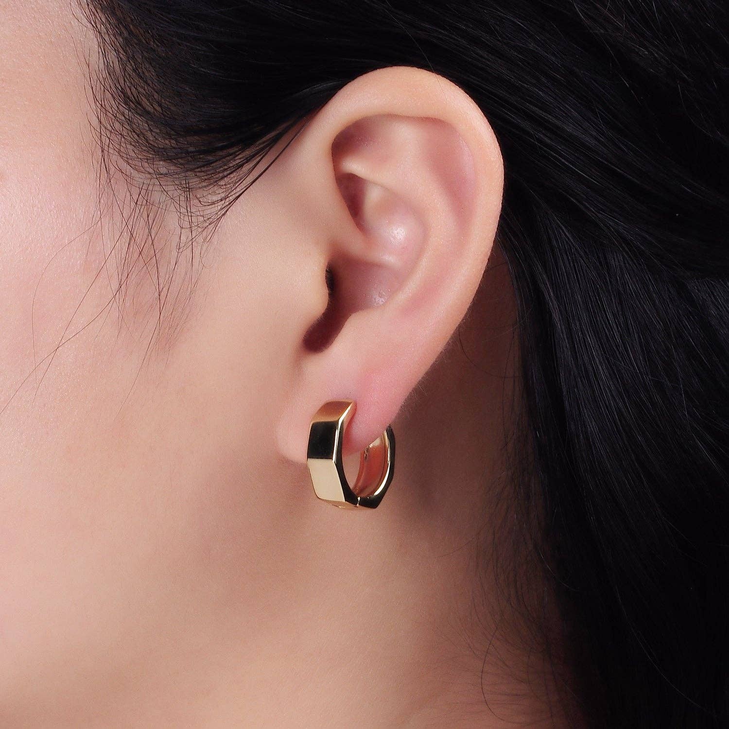 The Becca — 14K Gold-Filled Hexagonal Huggies