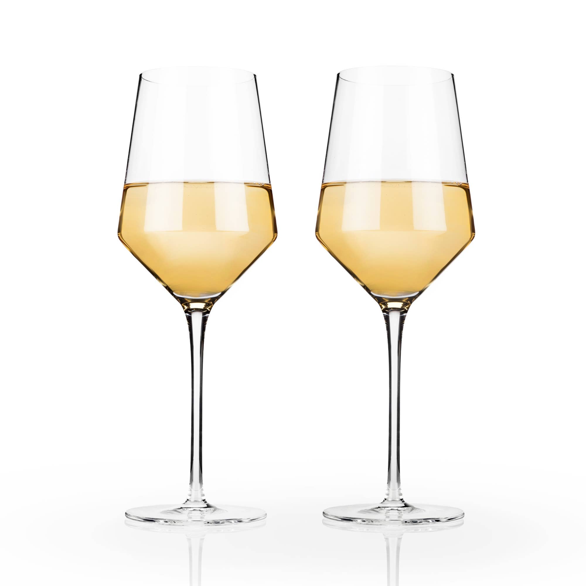 Angled Crystal Chardonnay Glasses Set of 2