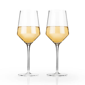 Angled Crystal Chardonnay Glasses Set of 2