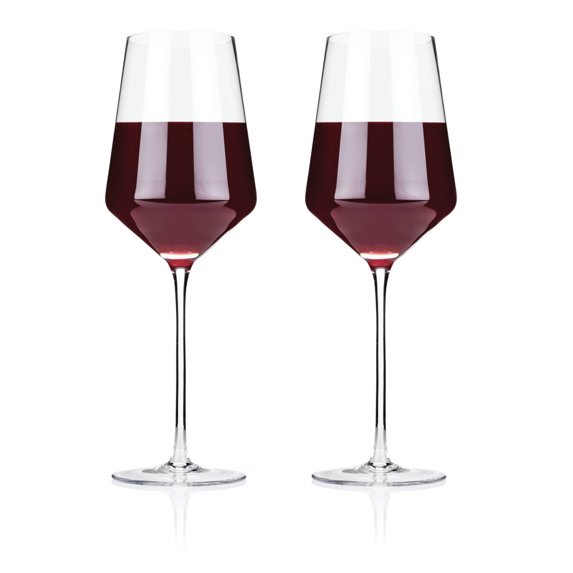 Stemmed Angled Crystal Bordeaux Glasses Set of 2