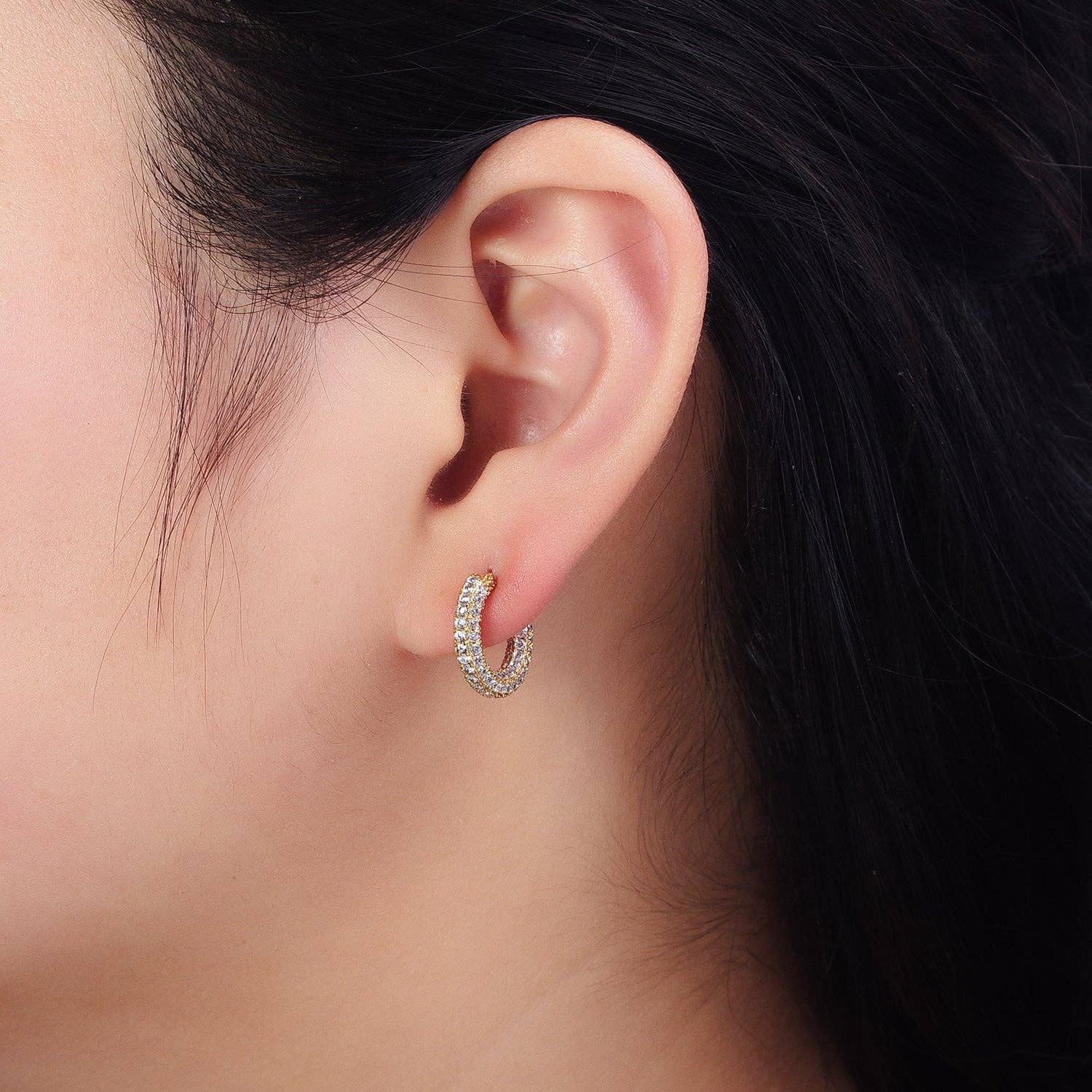 The Bridget — 14K Gold-Filled Micro Pave Endless Huggies