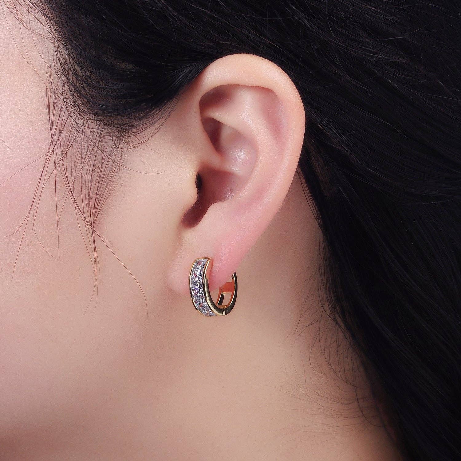 The Lila — 14K Gold-Filled CZ Lined Huggies