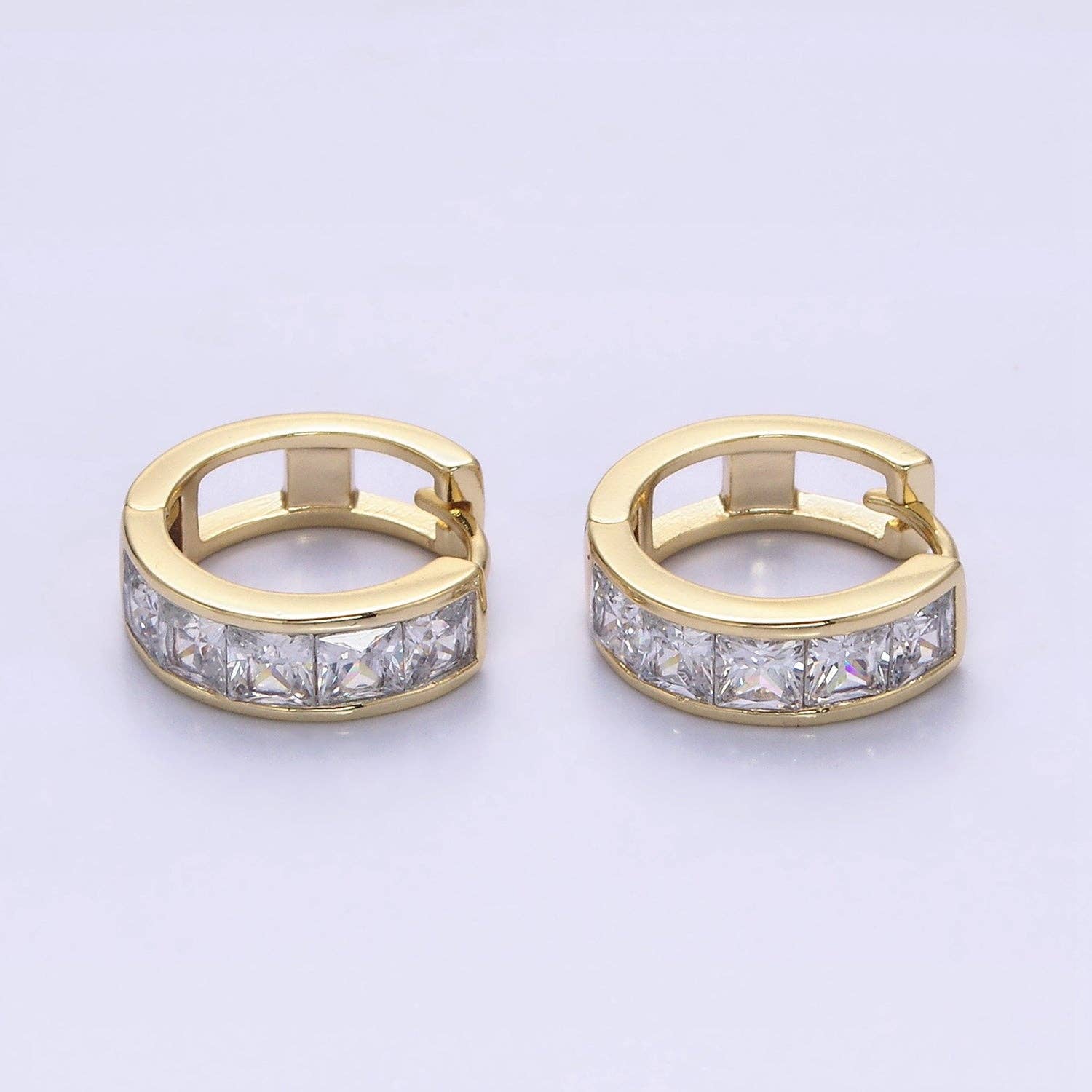 The Lila — 14K Gold-Filled CZ Lined Huggies